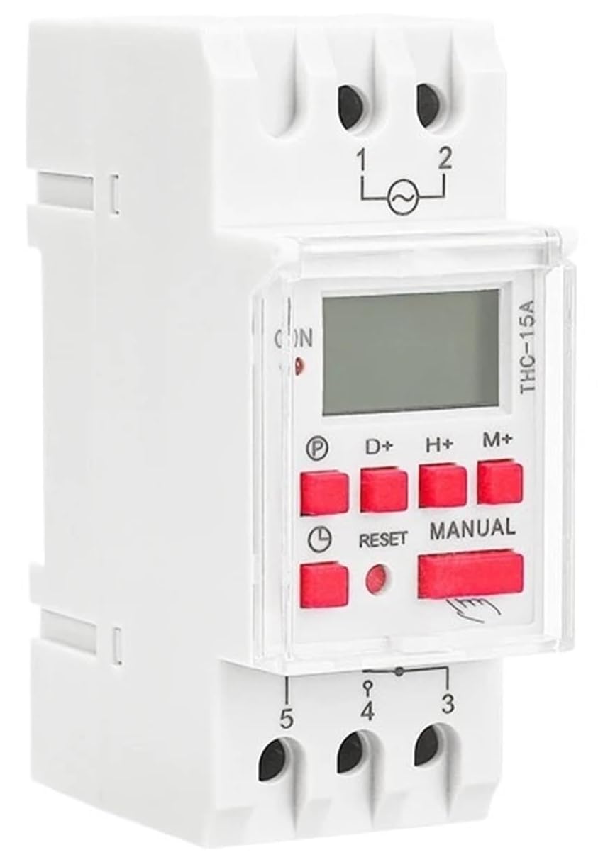 THC 15A 20A 30A Time Switch Weekly Programmable DIN Rail LCD Digital Timer Switch ACDC 12V 24V 110V 220V 240V 1Pcs (Thc-30a-acdc12v)
