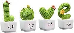 Kit 4 Plantas Suculentas Mini Cactos Formando a Palavra LOVE Decoração Realista Fofa e Divertida