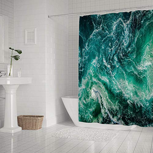 Rideau de douche imperméable en polyester avec crochets déco pour baignoire 168x183cm - 3