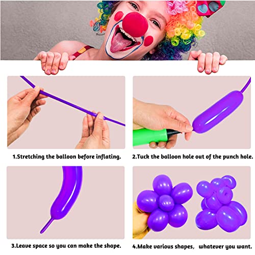 Image of Purple 260 Long Skinny Twisting Animal Balloons, Rainbow Balloons for Animal Shapes Carnival Festival Party Supplies 100pcs