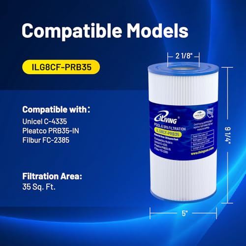 iLiving ILG8CF-PRB35 Pool Spa Water Filter Cartridge, White & Blue