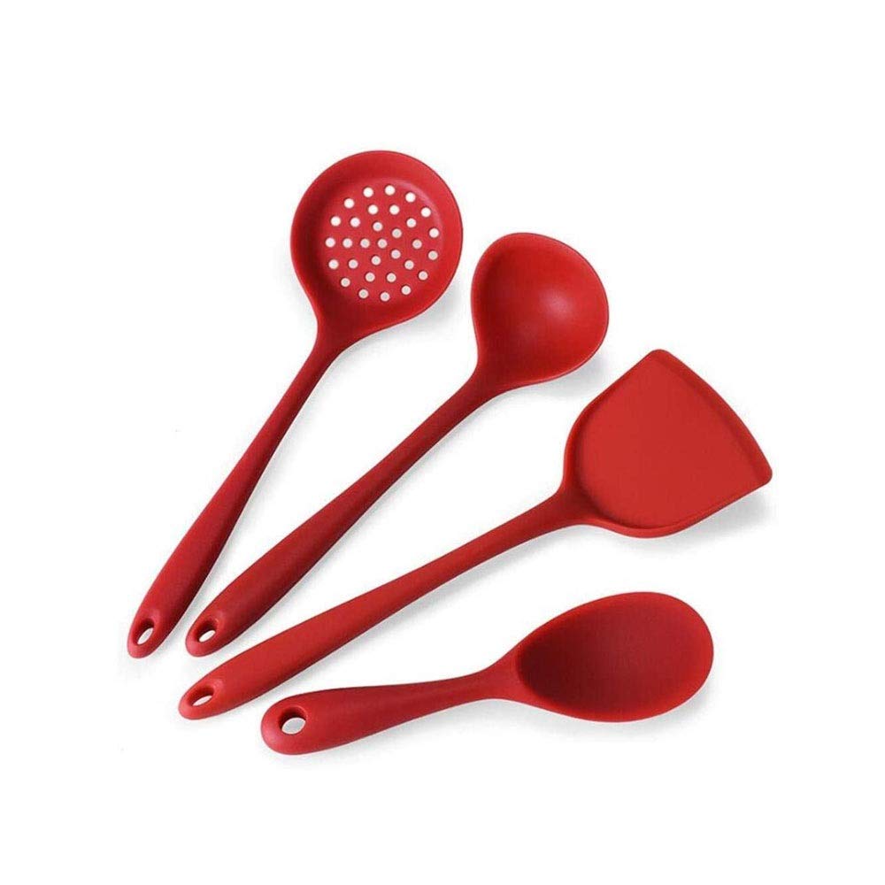 Utensilio de Cocina de Silicona, Herramientas de Cocina, Cuchara para Sopa, colador, Servidor de Pasta, batidor de Huevos, espátula, Comida roja