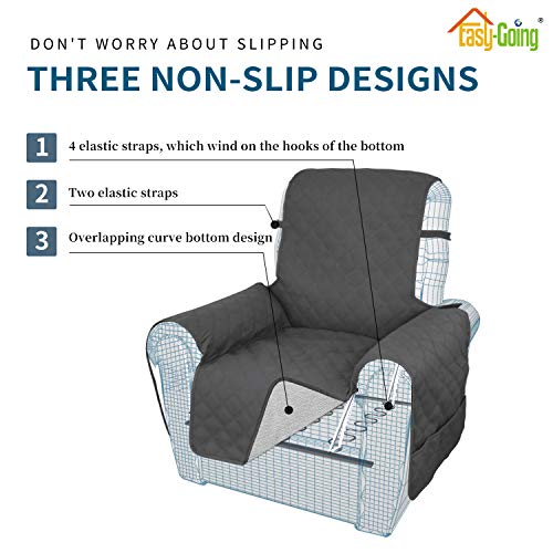 Image of Easy-Going Sofa Slipcover Waterproof Oversized Recliner Chair Cover Non-Slip Fabric Couch Cover for Living Room Washable Furniture Protector for Pets Kids Dog Cat (Oversized Recliner, Dark Gray)