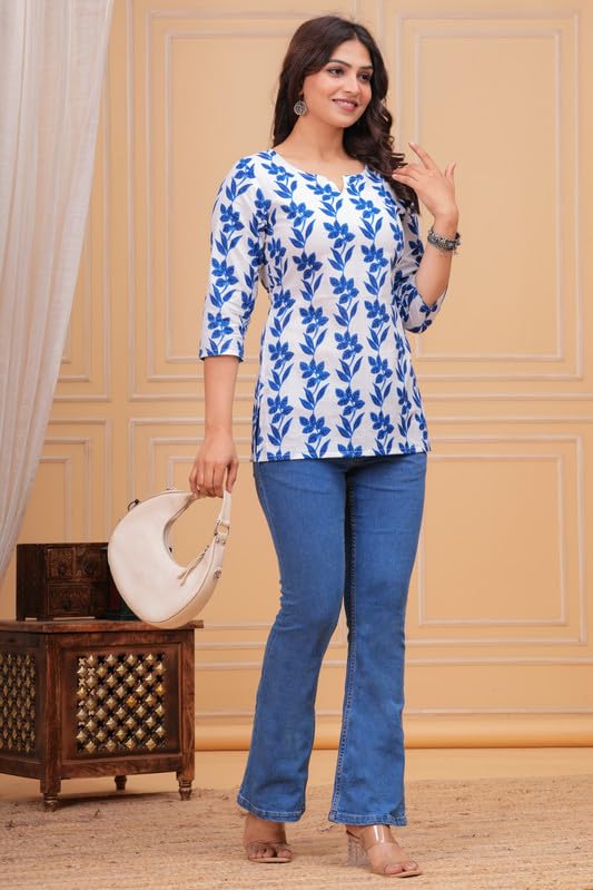 Image of SIROTA Rayon Short Top for Women | Tunic for Jeans | Western Short Kurti | Stylish Straight Ladies Kurta | Ethnic Kurta for Girls