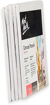 Mont Marte Canvas Panels Signature 5pc, 4 x 4in (10.2 x 10.2cm), Canvas Board, Thin Canvas, Acrylic Titanium Primed, Suitable for Oil and Acrylic Painting, Acid Free