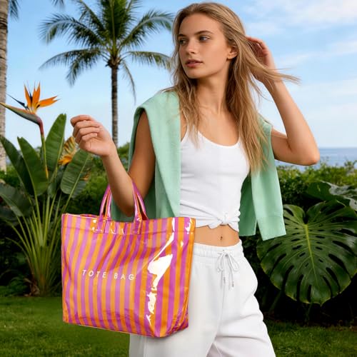 Image of Lushandy PVC Tote Bag for Women Jelly Beach Bag Top Handle Hobo Handbag | Water-Resistant, Wipe Clean, Lightweight