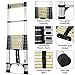 Dajianglx 14.5FT Telescoping Ladder, Lightweight Multi-Purpose Aluminum Extension Ladder w/Tool Tray Stabilizer and Non-Slip Feet, Telescopic Extendable Ladder for Home, RV, Roof and Outdoor Work