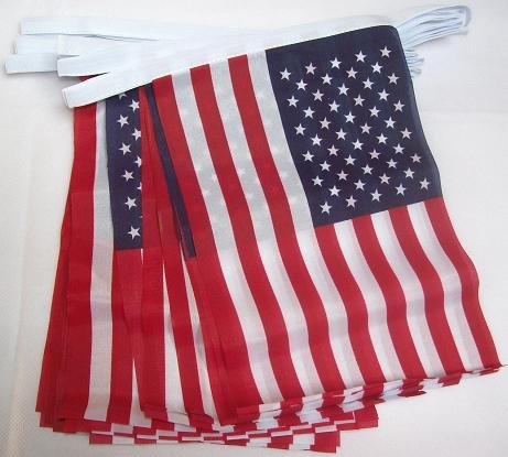 HUGE BUNTING! APPROX 60FT 18m (18" X 12") 30 Flag USA United States Bunting