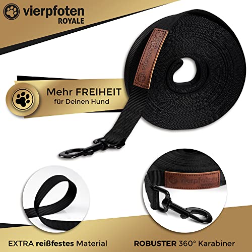VierPfoten Schleppleine für Hunde, 5m, 10m, 15m, 20m, Robuste Hundeleine, Trainingsleine, Griffpolster, Aufbewahrungsbeutel, stabilem D-Karabiner (5m)