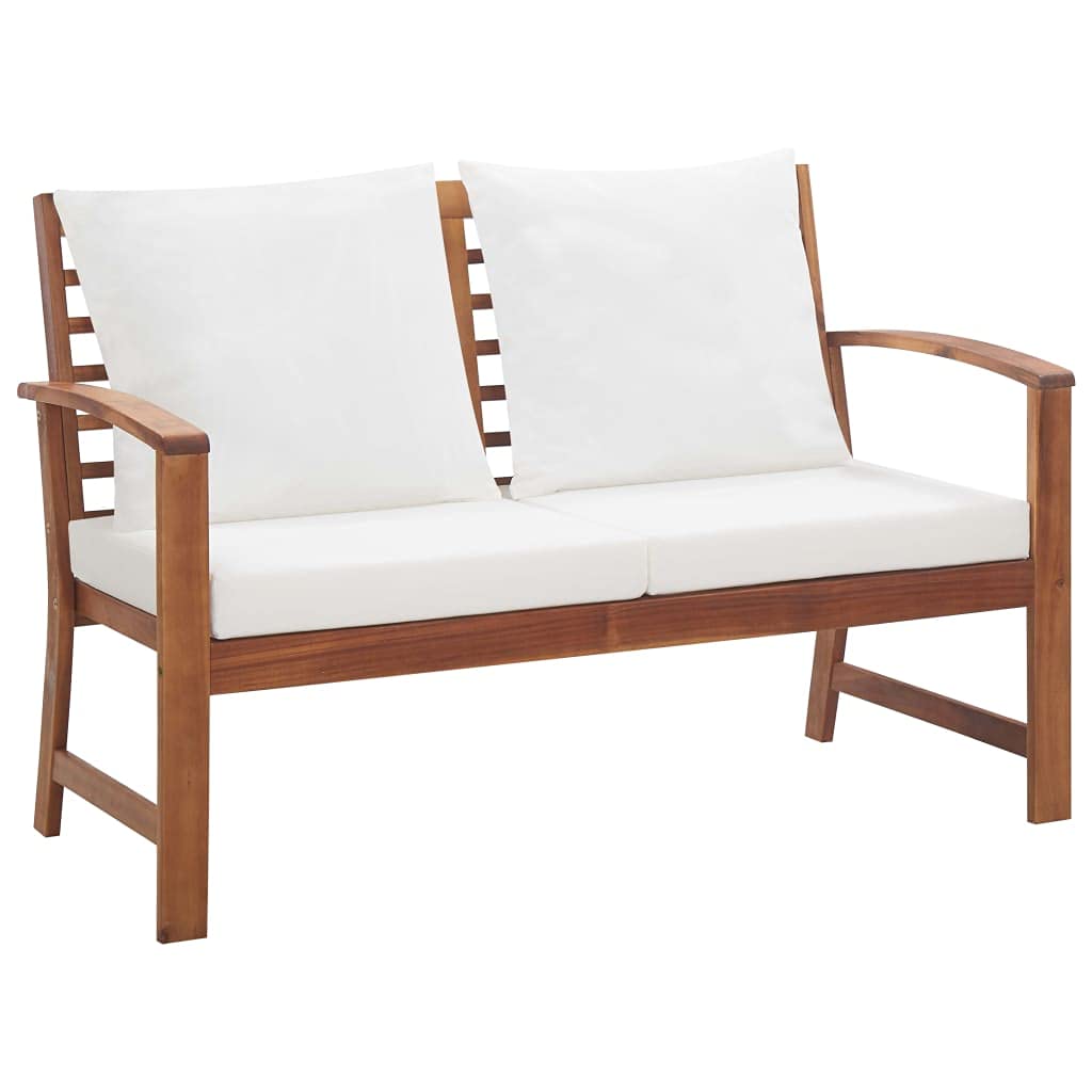 Set di 4 pezzi da giardino con cuscini in legno massello di acacia, set di mobili da giardino, patio, cortile, terrazza, balcone, divano, seduta, mobili ad angolo