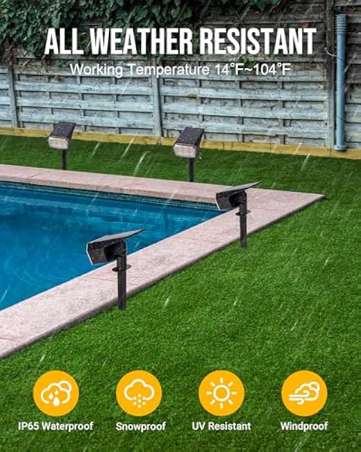 Solar Lights Outdoor Waterproof IP65, 63 LED 3 Lighting Modes Solar Powered Yard Garden Spot Solar Lights for Outside Landscape-3 Pack (Cool White)