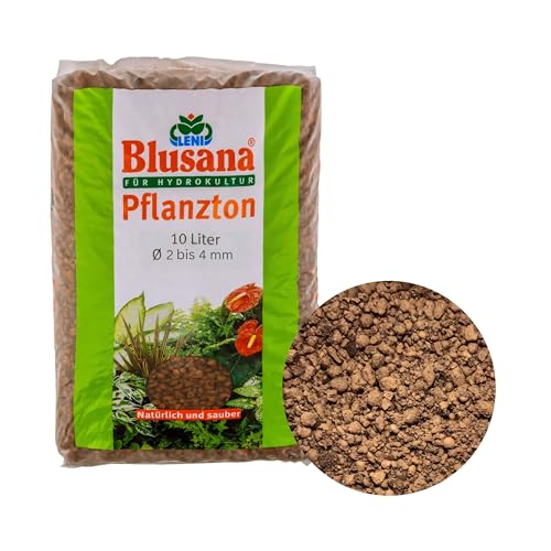 Blusana Pflanzton-Granulat Blähton 10l | Pflanzsubstrat für Hydrokultur | Ton-Granulat feine Körnung 2-4mm | Pflanzton Drainagematerial & Bodenauflockerung