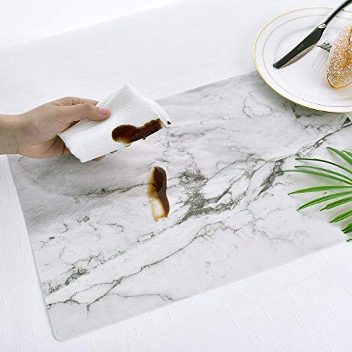 Gennissy Marble Placemats For Dining Table Set Of 6 Thin Environmental Table Mats Easy Clean For Kitchen Dinner Party((Marble) #TOP1
