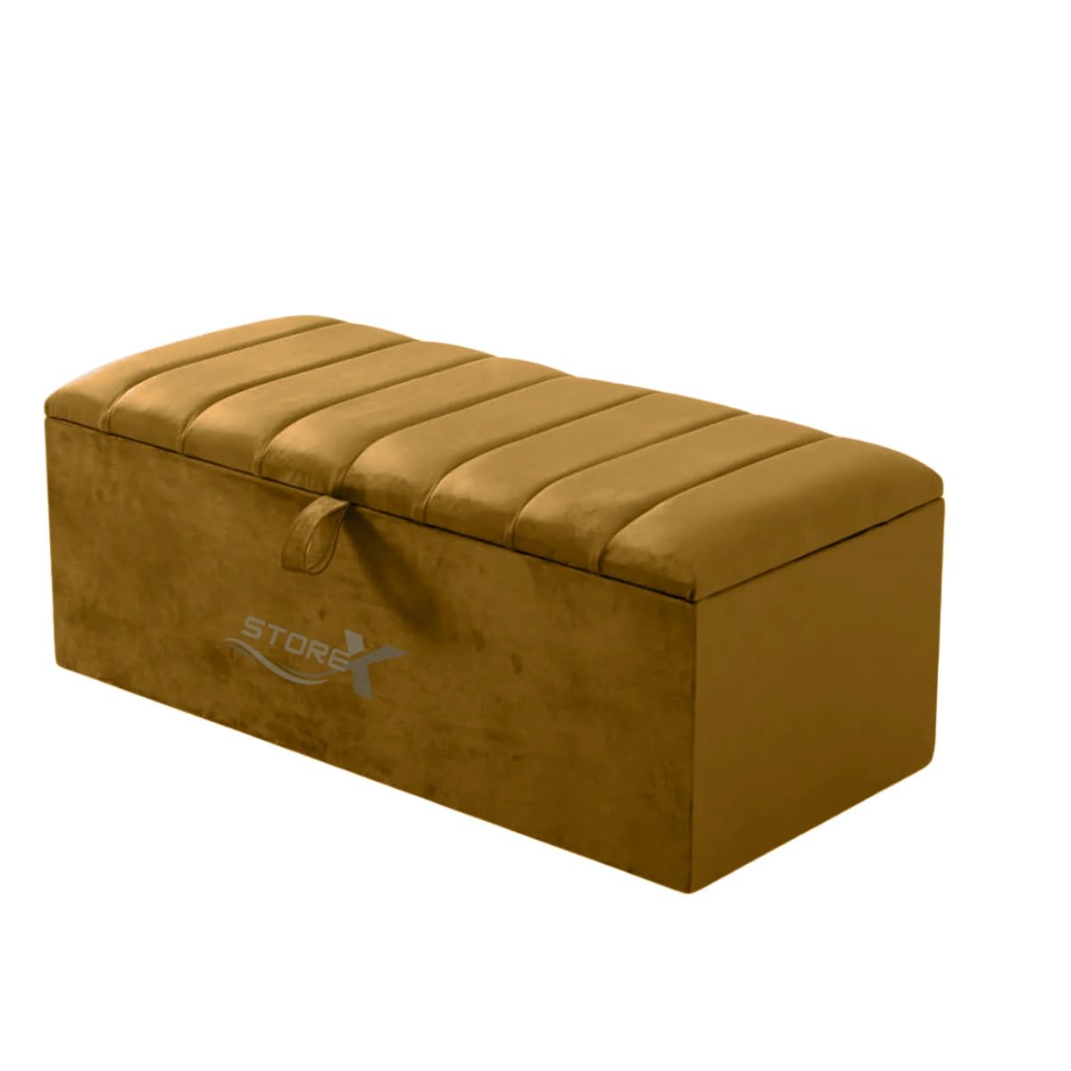 STOREX Storage Ottoman Padded Bench Seat Upholstered Rectangular Stool, Toy Storage in Plush Fabraic L 40 X W 18 X H14 INCHES (Mustard)