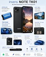 invens NOTE TK01 Android-Handy, 4G entsperrtes Smartphone, 6,6 Zoll HD+ – Ansicht 2
