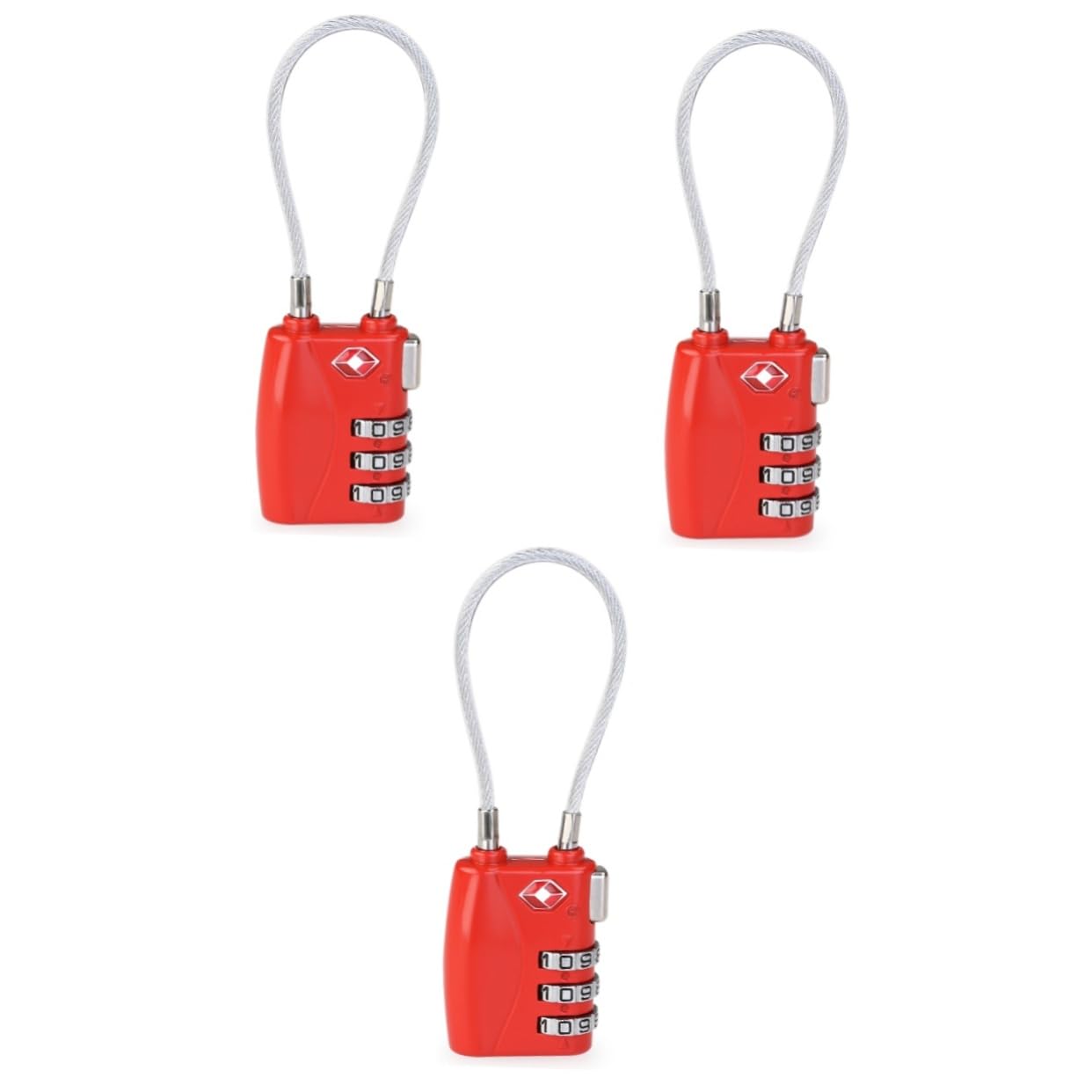 SHERCHPRY 3piezas Candado De Combinación Tsa Para Equipaje Cerradura De Código Dígitos Bloqueo De Maletas Duradero Seguridad Para Viajes Color Rojo