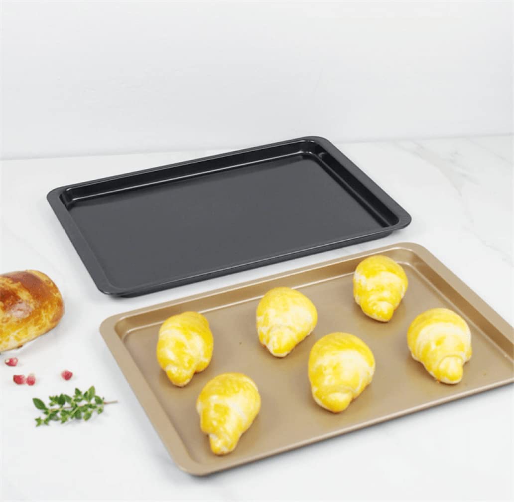 ACiyD Bandeja para Hornear de 14,5 Pulgadas, Bandeja de Acero al Carbono, Platos rectangulares Negros para Hornear, Pastel, Pizza, Pan, Pastel, Molde para Hornear (Negro)
