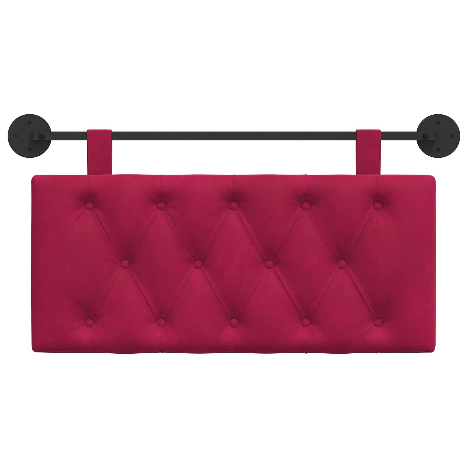 Leasha Tête de Lit Suspendue, Tête de Lit Coussin Murale Bordeaux Velours 90x55x7 cm
