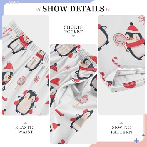 ZZXXB Skating Penguin Has Fun Boys Long Pants Soft Trousers Elastic Waist Kids Lounge Bottoms with Pockets S-XL4