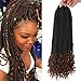 6Pcs/Pack Crochet Hair Black Box Braids Hair Ends Ombre Brown Kanekalon Loose Wave Synthetic 18 Inch Box Hair For Braid 22 Strands/pcs Braiding Hair Extensions (Black&Brown(1B/30))