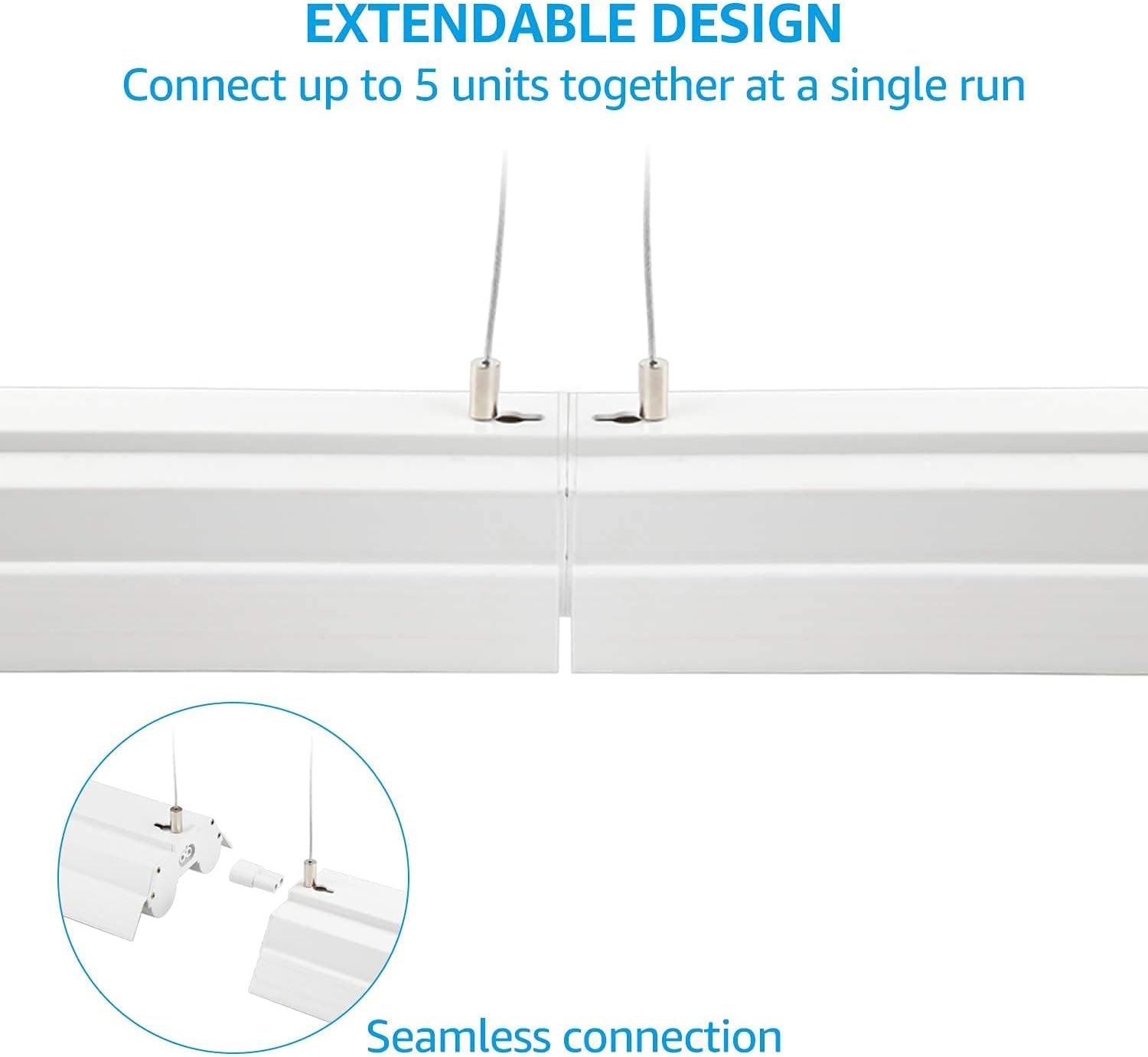 LEONLITE 4FT Linkable LED Shop Light, 40W 4000K Cool White Super Bright Integrated Fixture Utility Lights, Surface + Suspension Mount lighting, Plug and Pull Chain, ETL & Energy Star Listed, Pack of 4