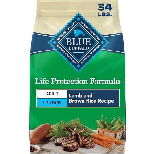 Blue Buffalo Life Protection Formula Adult Dry Dog Food, Helps Build and Maintain Strong Muscles, Made with Natural Ingredients, Lamb & Brown Rice Recipe, 34-lb. Bag