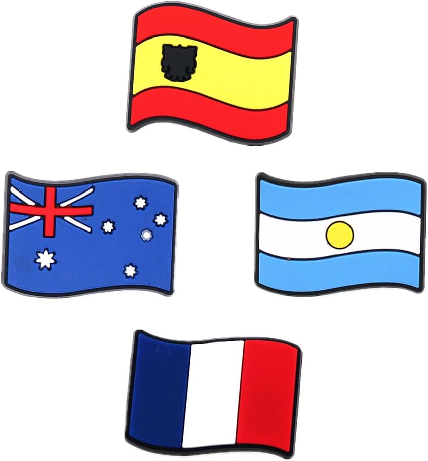 18pcs National Flag Shoe Charms America Canada Brazil Flags Shoe Buckles Decoration Sandals Bracelet Wristband Accessories DIY X-mas Party Gift - Image 7