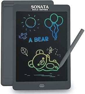 SONATA gold Magic Slate LCD राइटिंग टैबलेट स्टाइलस पेन के साथ अटूट शैक्षिक, ड्राइंग, प्लेइंग, लिखावट के लिए स्क्रीन के साथ दोबारा लिखने योग्य, बच्चों और वयस्कों के लिए नोट्स गिफ्ट (1 साल की वारंटी)