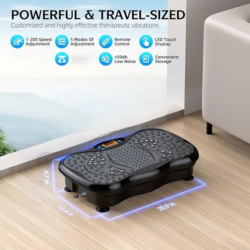 Image of Proton Vibration Plate Exercise Machine - Whole Body Vibration Platform with Resistance Bands & Remote Control, Fitness Vibration Trainer for Weight Loss, Toning & Home Workout