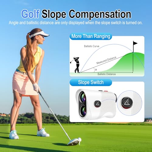 Image of Range Finder Golf Rangefinder with Slope, 1200 Yards Laser Range Finder with 7X Magnification, Rechargeable Golf Range Finder with Flag Lock, Vibration, Magnetic, Golf Accessories for Men and Women