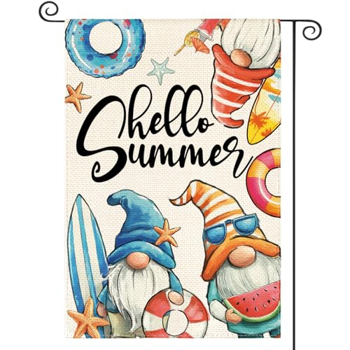 AVOIN colorlife Hello Summer Gnomes Garden Flag 12x18 Inch Double Sided