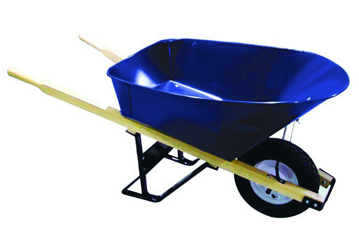 Bon 28 702 Premium Contractor Grade Steel Single Wheel Wheelbarrow with Wood Handle and Ribbed Tire, 6 Cubic Feet