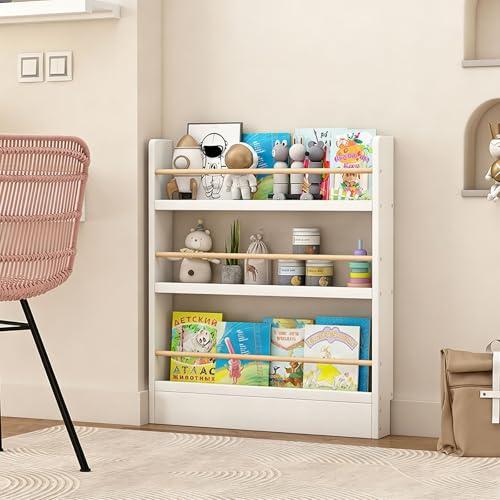 TrixmEsque Libreria Infantil Detrás de la Puerta Estanterias Almacenaje Madera Organizador Juguetes para Dormitorio Salon Cocina Oficina White 3 Layers 31.5 in
