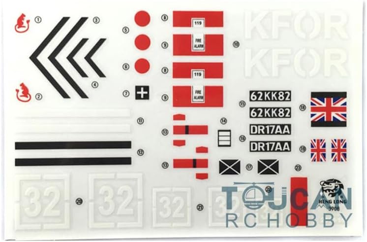 Heng Long US in Stock, RC Tank Decoration Decal for 1/16 British Challenger II RC Tank 3908 Spare Part