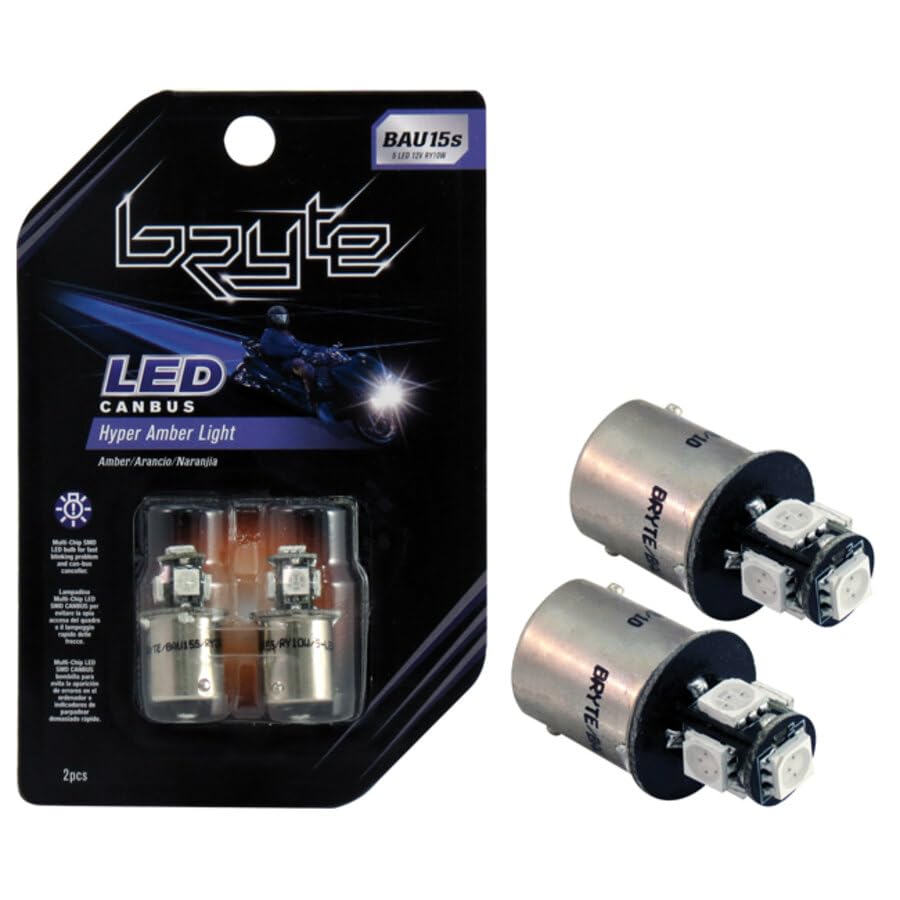 Bryte 1210663 Lampadina Bau15S 5 LED Canbus Ry10W, Arancio, 2 Pezzi
