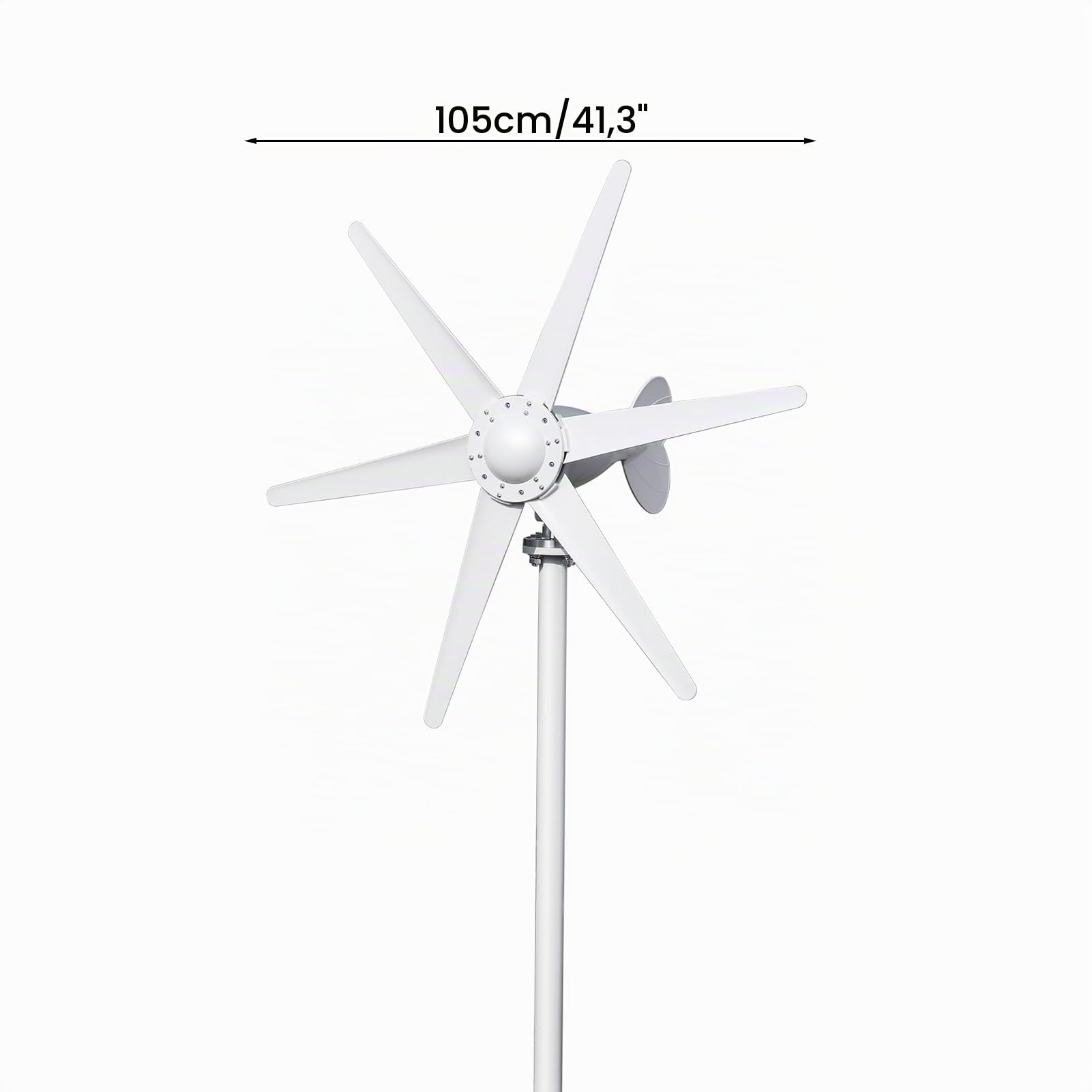 Windturbine Generator 800W 12V-24V mit 6 Blättern, niedrige Startwindgeschwindigkeit 1,0 m/s, Solar-Wind-Hybrid-Laderegler, Windrad für Haushalt, Boot, Solar-Insel-System (Weiß)
