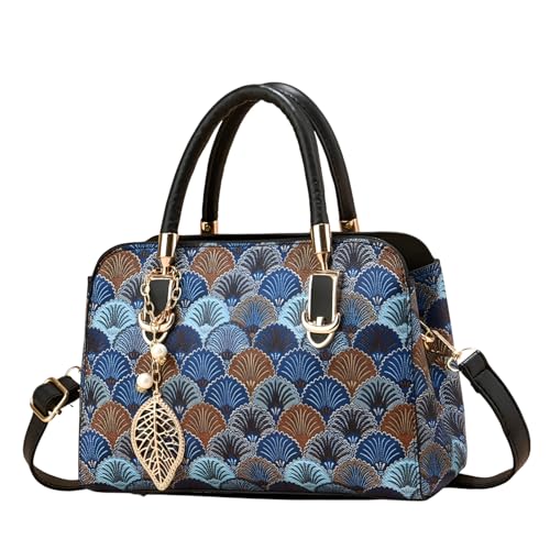 SYGA Women Stylish Tote Bag with Contrasting Colors – Medium Capacity Daily Shoulder Handbag(Flower Black)