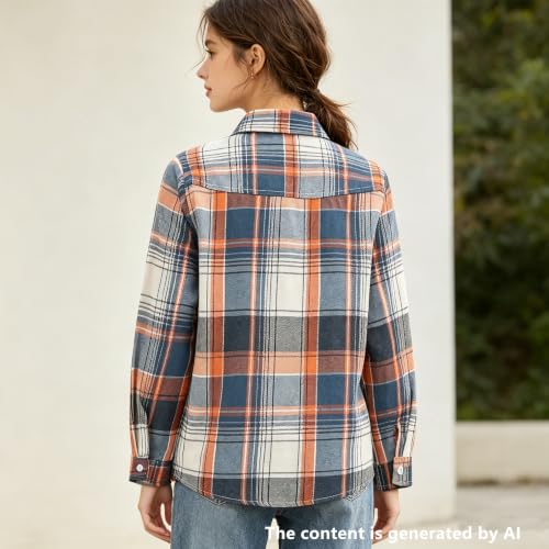 Image of SANGTREE Women and Girls Long Sleeve Flannel Casual Button Down Plaid Shirt