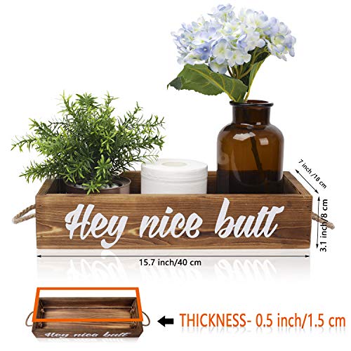 Hey Nice Butt Bathroom Decor Box Rustic Toilet Paper Holder Wooden Toilet Storage Box Funny Farmhouse Decor Bathroom Decorations Brown