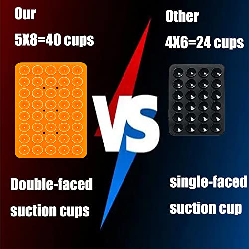 Image of Double Sided Silicone Suction Phone Holder Mount, Silicon Accessory for iPhone and Android, Hands-Free Mirror Shower Phone Holder, TikTok Videos and Selfies (Orange+Purple)