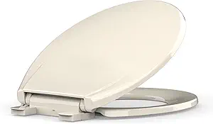Toilet Seat Round,Toilet Seat with Quick-Release And Quick-Attach, Plastic Toilet Seat with Soft Close,Easy Install and Clean - Fits Most Round Toilets Almond