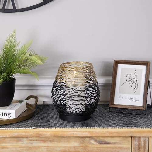 Large Woven Ombre Iron Pillar Candle Holder - 8.5
