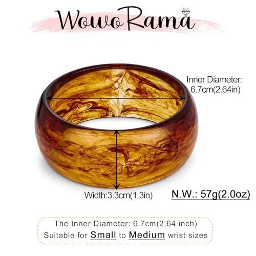 WOWORAMA Colorful Resin Acrylic Bangle Bracelets for Women Geometric Chunky Mottled Acetate Resin Bangles Wide Acrylic Plastic Bracelets Statement Jewelry