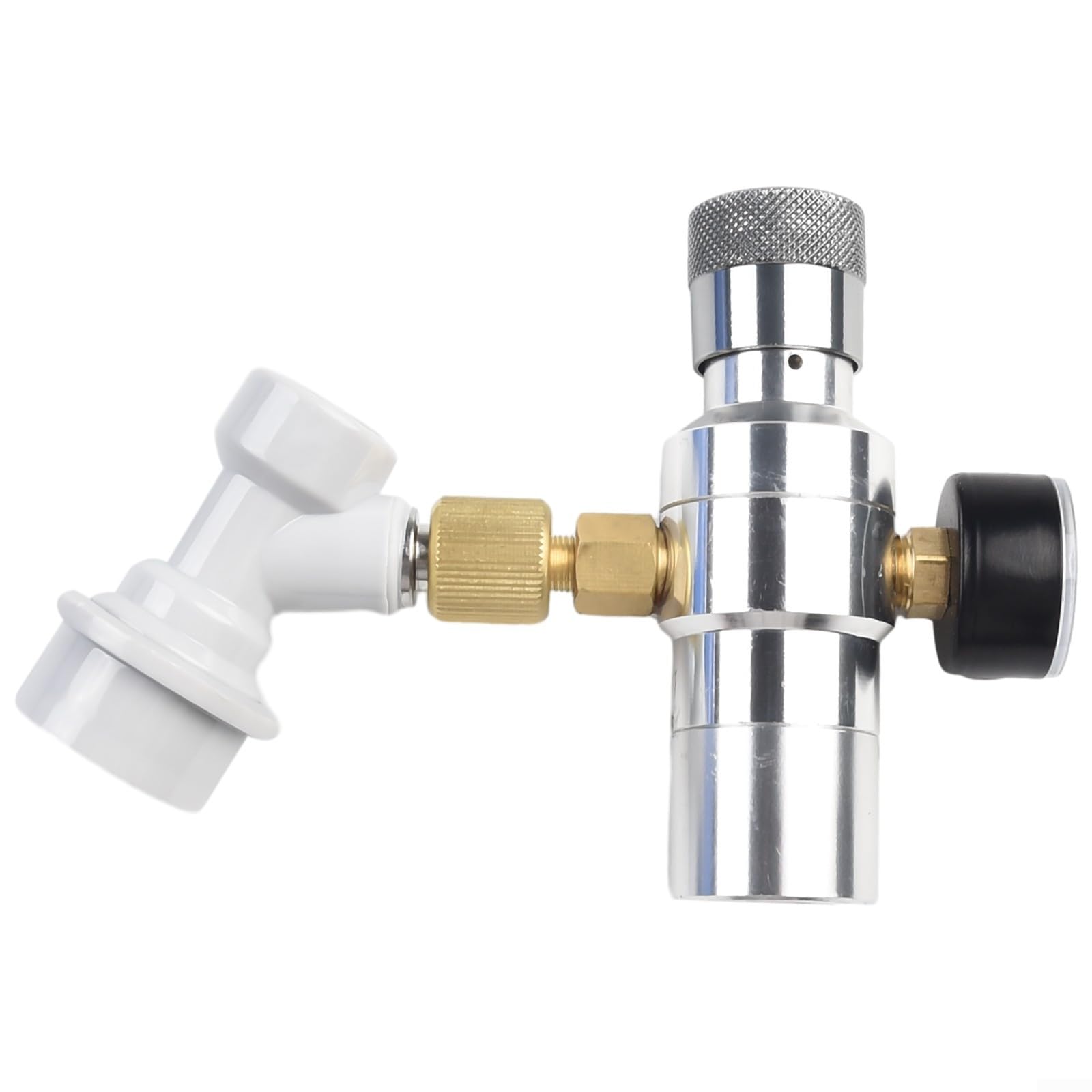 Keg adapter do ładowania z regulatorem ciśnienia 0-30 PSI, adapter do napełniania 3/8 cala, gwint 3/8 cala, do wkładów 12 G 16 G, Ball Lock, szybkie zapięcie gazu, do piwa, kawy, kombuchy