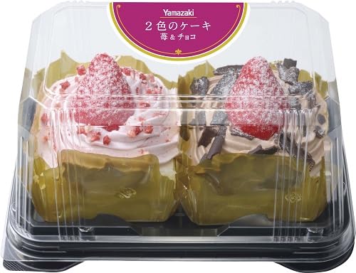 Amazon.co.jp: ヤマザキ 2色のケーキ 苺&チョコ 2コ入 : 食品・飲料・お酒