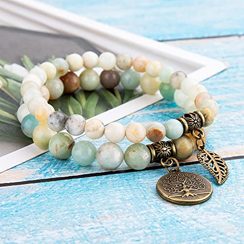 Farfume Chakra Bracelets for Women - Crystals Bracelet Women Natural Gemstones Yoga Reiki Bangle- A Set of Double Bracelets - Image 5