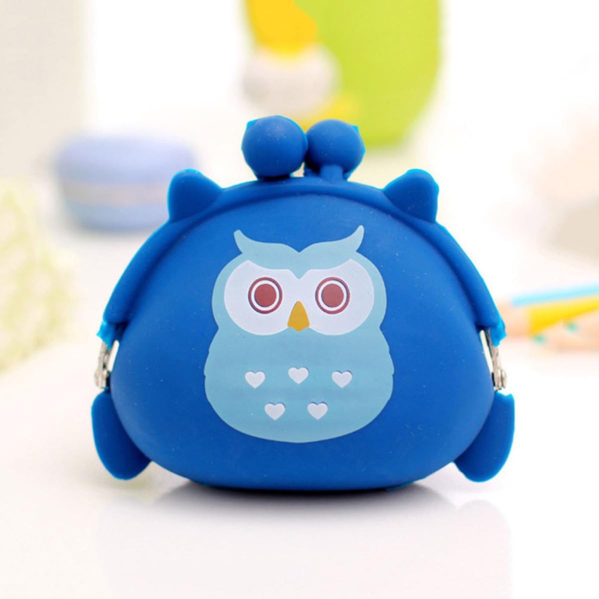 Silicone Coin Purse Light Blue Mini Wallet for Cash and Cards
