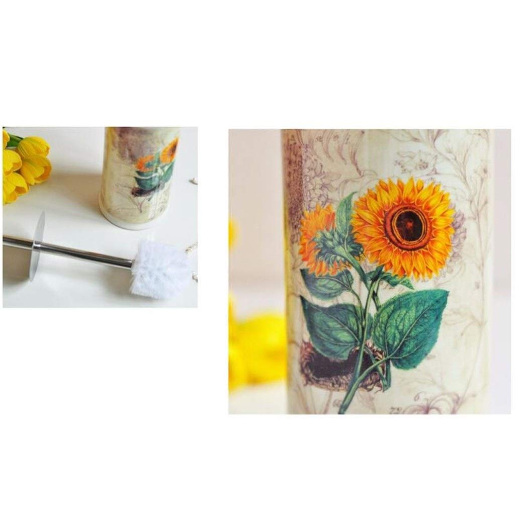 Ceramiczny zestaw szczotek toaletowych ze słonecznikiem z uchwytem ze stali nierdzewnej, stylowy środek do czyszczenia łazienki z uchwytem, idealny do higieny i łatwego czyszczenia