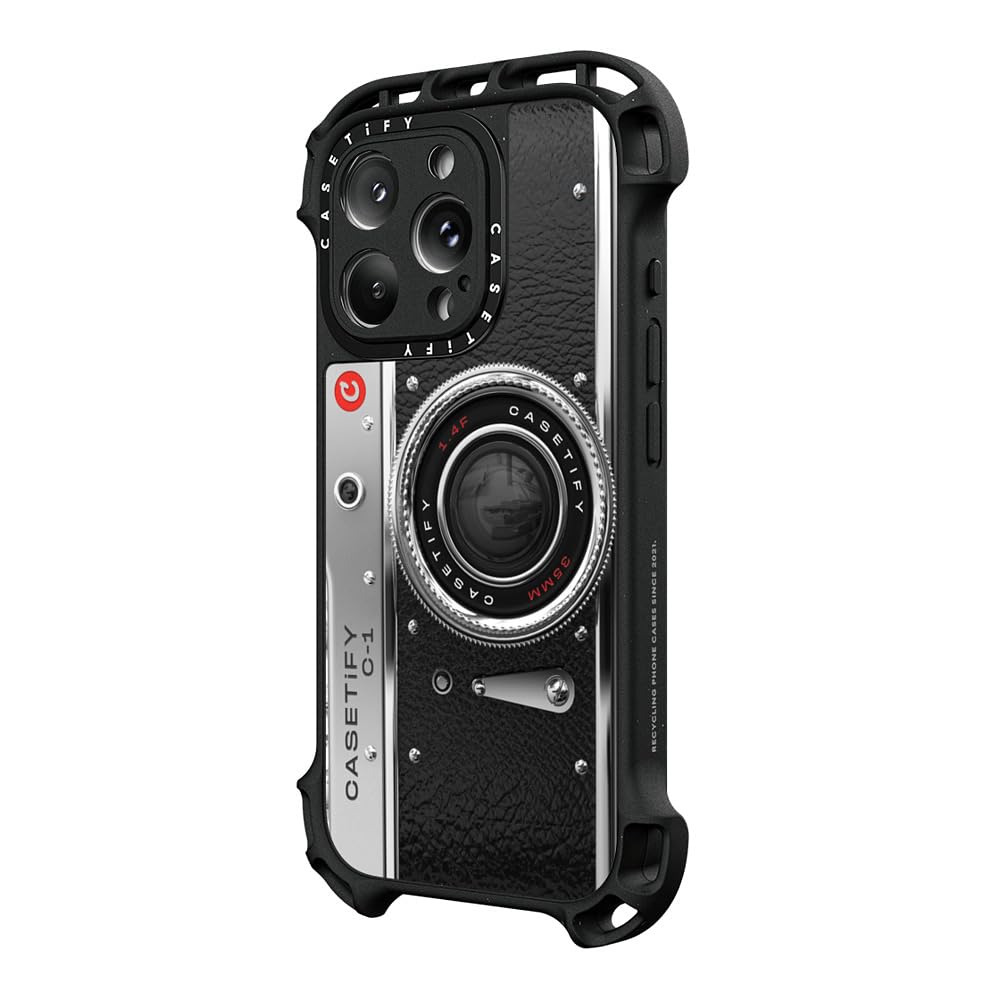 CASETiFY Funda para iPhone 16 Pro Max - Ultra Bounce compatible con MagSafe | A prueba de golpes | 10 m. Protección contra caídas de grado militar 10X | Funda para cámara - Clásica | Negro