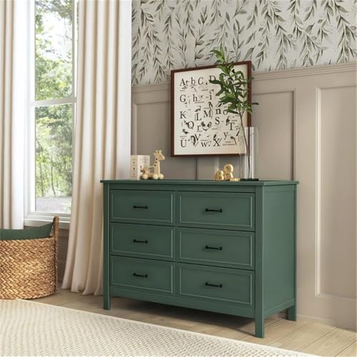 Image of Davinci Charlie 6-Drawer Double Dresser in Forest Green, GREENGUARD Gold Certified